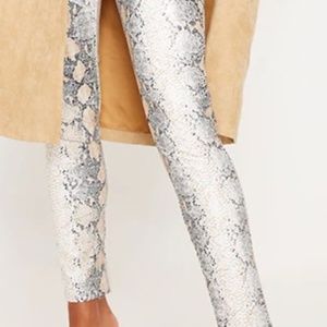 PrettyLittleThing White Snakeskin Faux Leather Pant